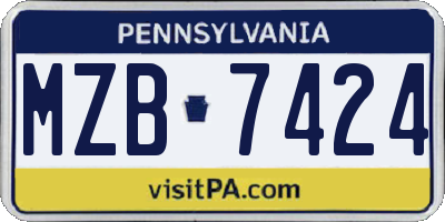 PA license plate MZB7424