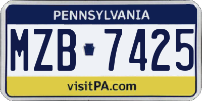 PA license plate MZB7425