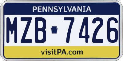 PA license plate MZB7426
