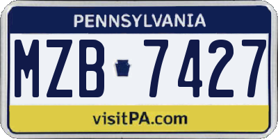 PA license plate MZB7427