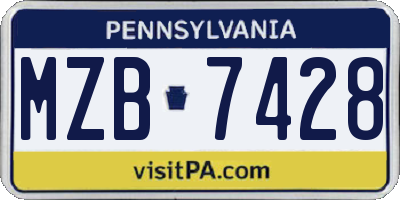 PA license plate MZB7428