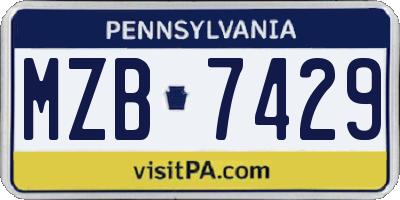 PA license plate MZB7429