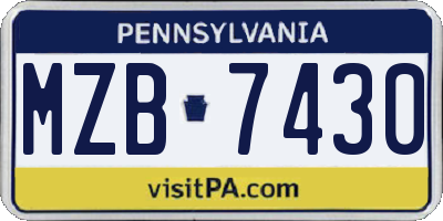 PA license plate MZB7430