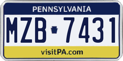 PA license plate MZB7431