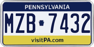 PA license plate MZB7432