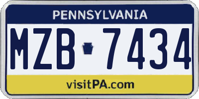 PA license plate MZB7434