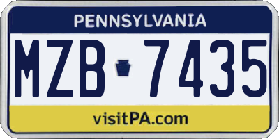 PA license plate MZB7435