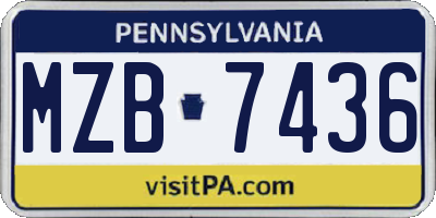 PA license plate MZB7436