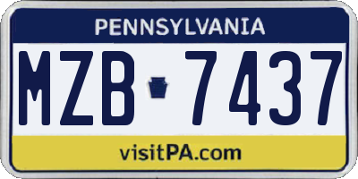PA license plate MZB7437