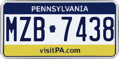 PA license plate MZB7438