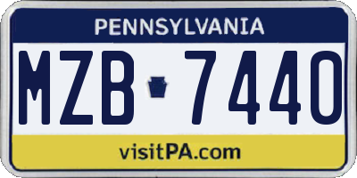 PA license plate MZB7440