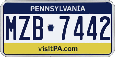 PA license plate MZB7442