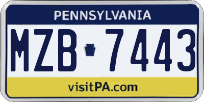 PA license plate MZB7443