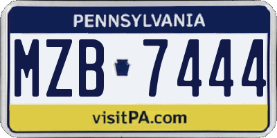 PA license plate MZB7444