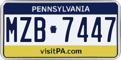 PA license plate MZB7447