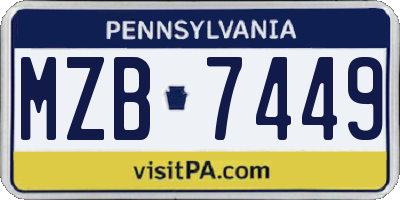 PA license plate MZB7449