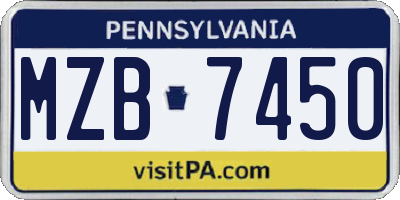 PA license plate MZB7450