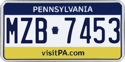 PA license plate MZB7453