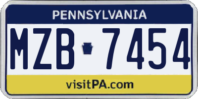 PA license plate MZB7454