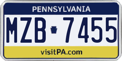 PA license plate MZB7455