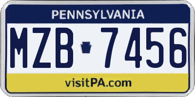 PA license plate MZB7456