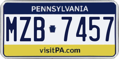 PA license plate MZB7457
