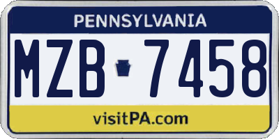 PA license plate MZB7458