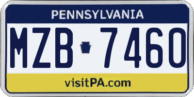 PA license plate MZB7460