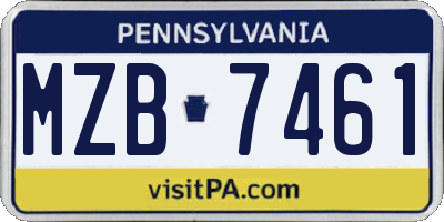 PA license plate MZB7461