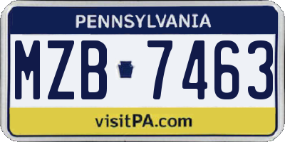 PA license plate MZB7463