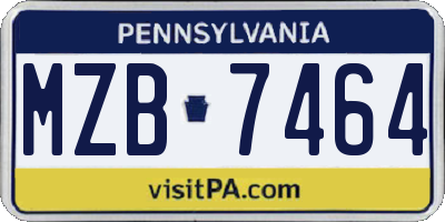 PA license plate MZB7464