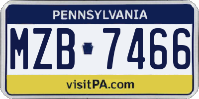 PA license plate MZB7466