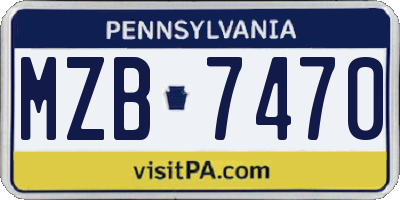 PA license plate MZB7470