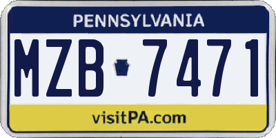 PA license plate MZB7471