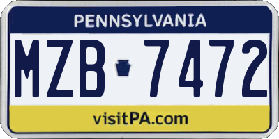 PA license plate MZB7472