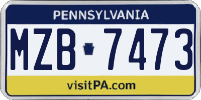 PA license plate MZB7473