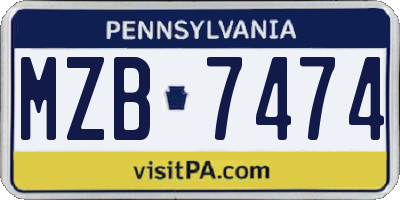 PA license plate MZB7474
