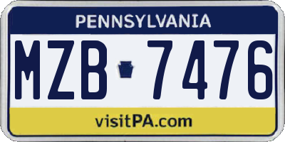 PA license plate MZB7476