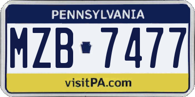 PA license plate MZB7477