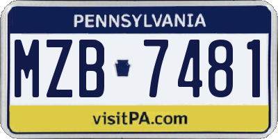 PA license plate MZB7481