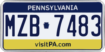 PA license plate MZB7483