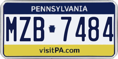 PA license plate MZB7484