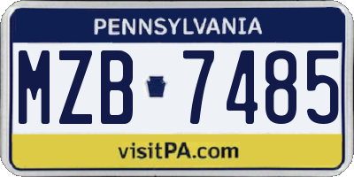 PA license plate MZB7485