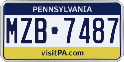 PA license plate MZB7487