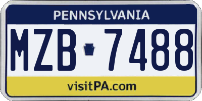 PA license plate MZB7488