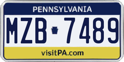 PA license plate MZB7489