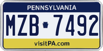 PA license plate MZB7492