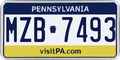 PA license plate MZB7493