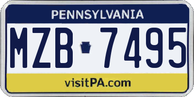 PA license plate MZB7495