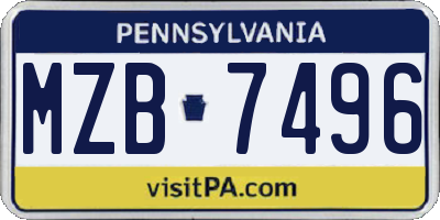 PA license plate MZB7496